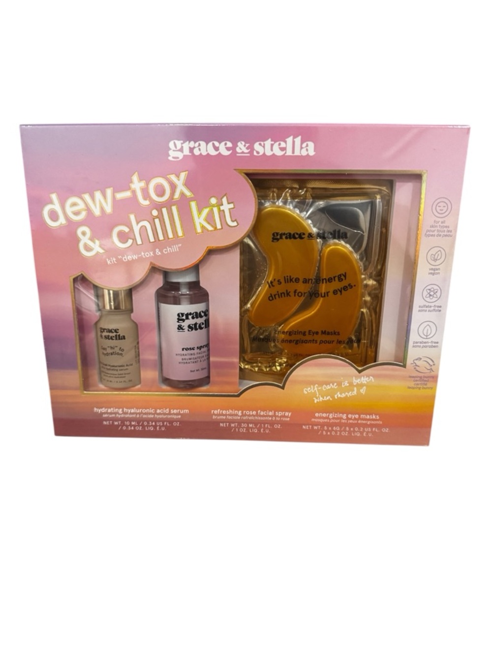 grace & stella Pink to Gold Dew-Tox & Chill Skincare Kit